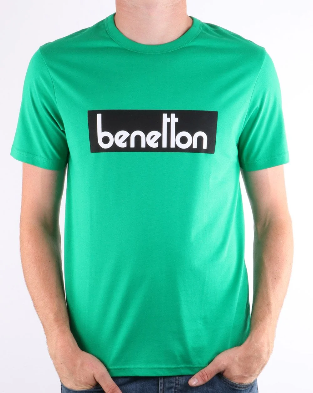 Benetton Box Logo T Shirt Green - Image 3