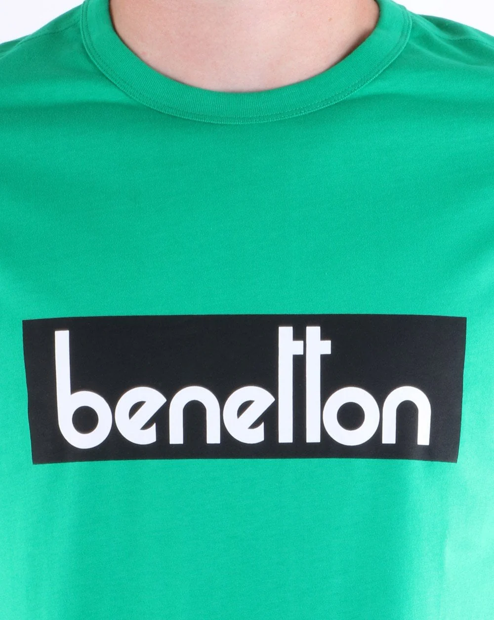 Benetton Box Logo T Shirt Green - Image 4