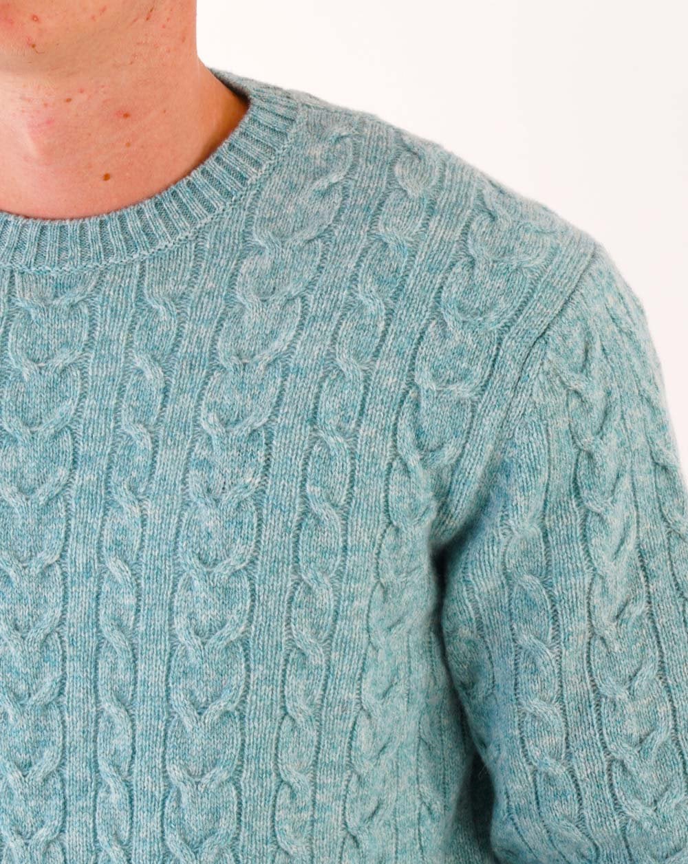 Benetton Cable Knit Jumper Sea Mint - Image 2