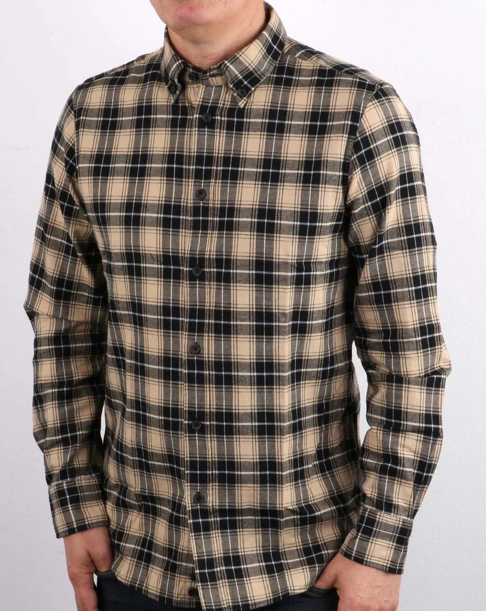 Benetton Checked Shirt Sand