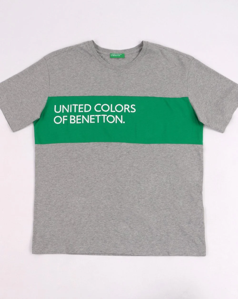 Benetton Classic Crew Tape Logo T-shirt Grey