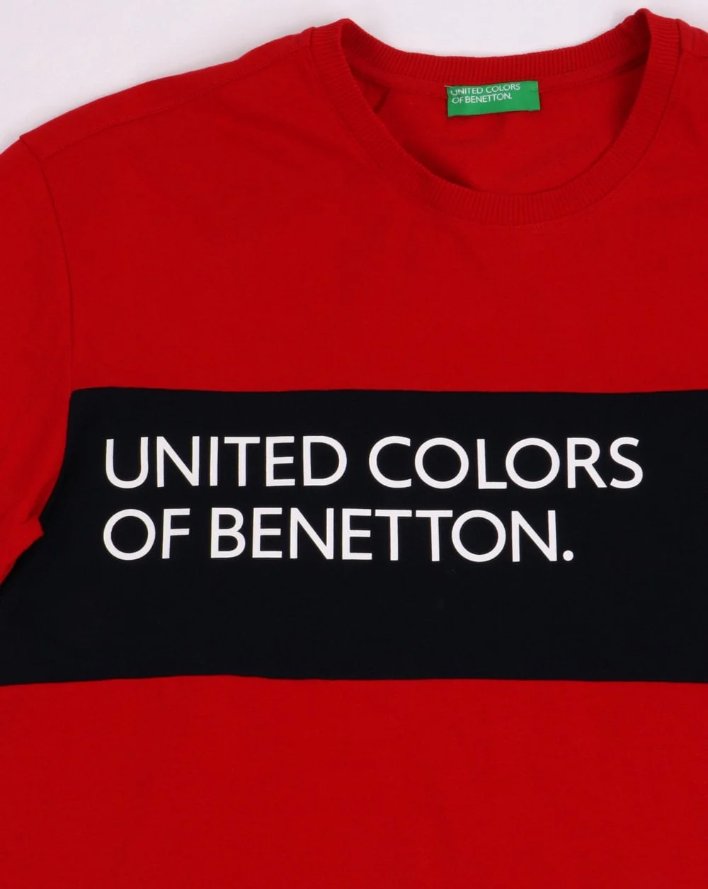 Benetton Classic Crew Tape Logo T-shirt Red - Image 2
