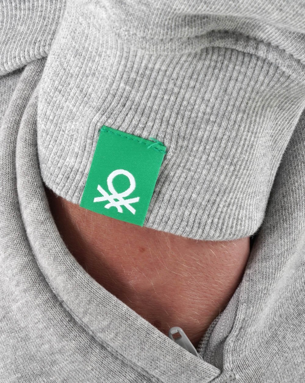 Benetton Cotton Hoodie Grey Marl - Image 3