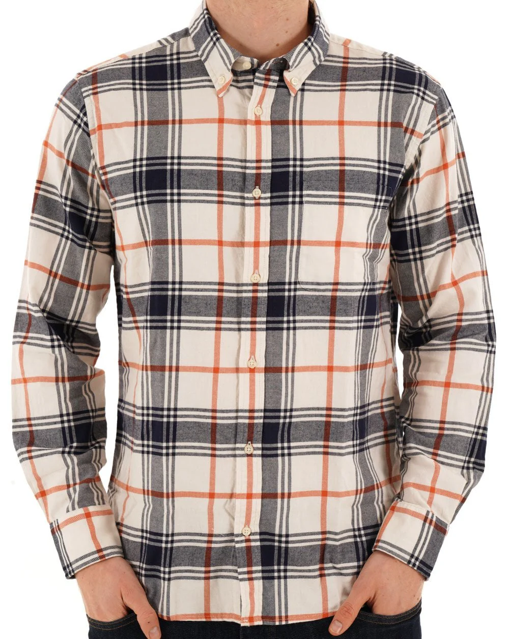 Benetton Flannel Check Shirt Creamy White - Image 2