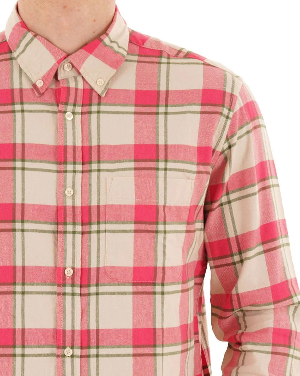 Benetton Flannel Check Shirt Sand - Image 2