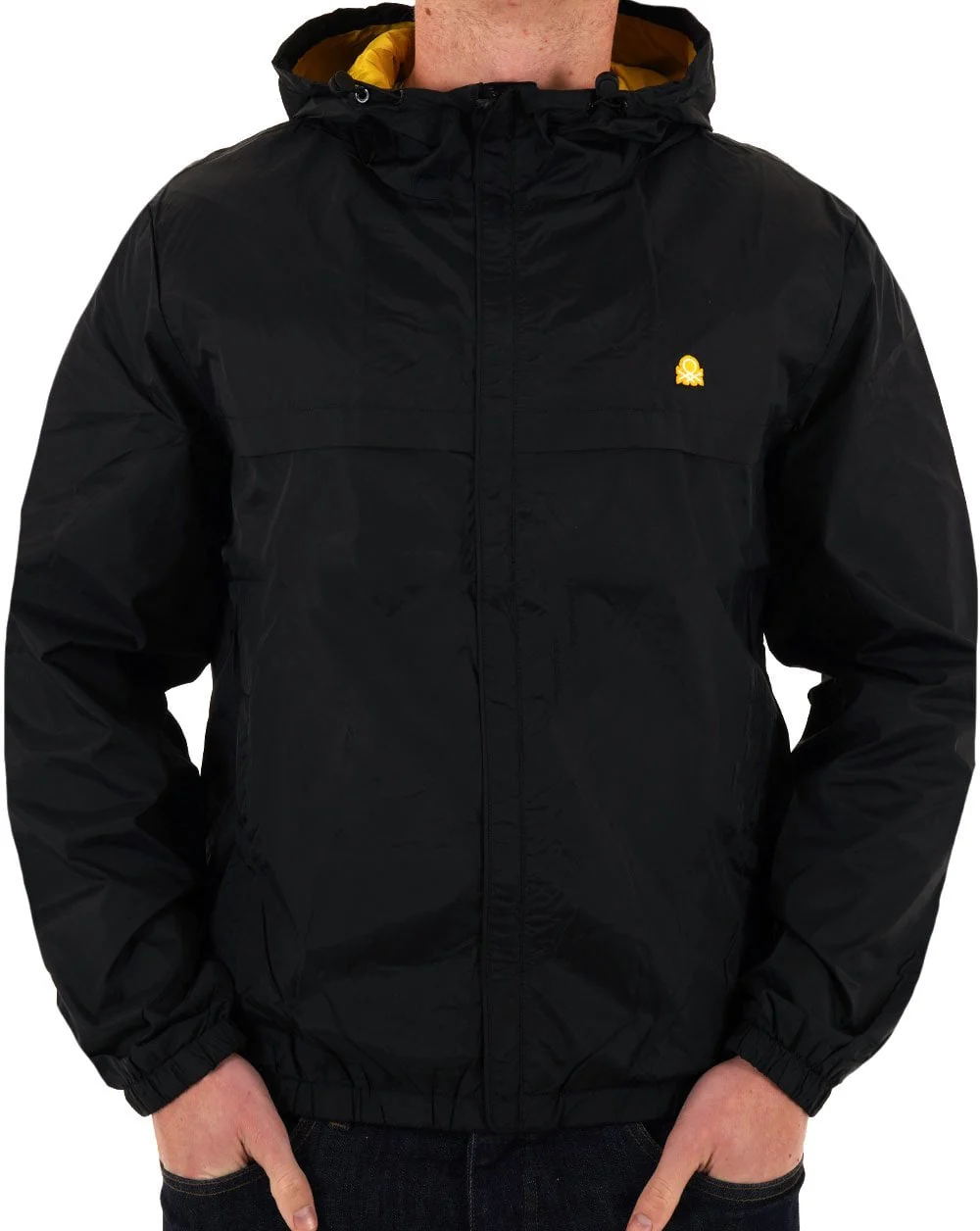 Benetton Hooded Rain Defender Jacket Black/Yellow