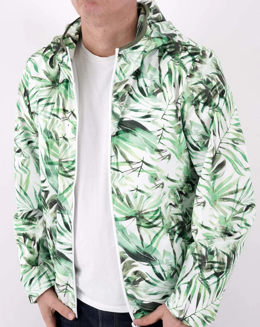 Benetton Light Hooded Jacket Green Multi - Image 2