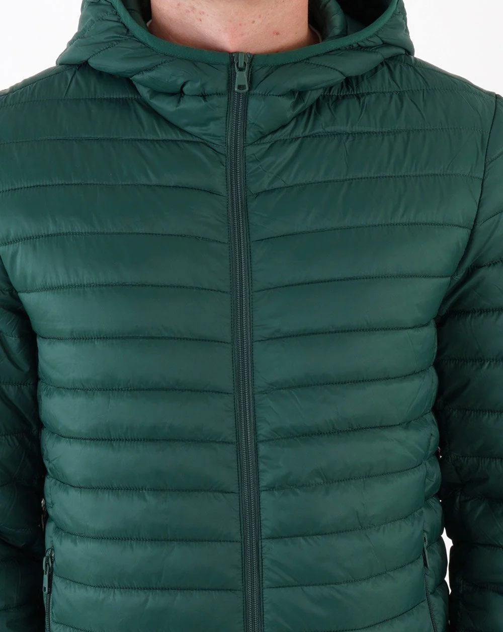 Benetton Lightweight Puffer Jacket Dark Green - Image 3