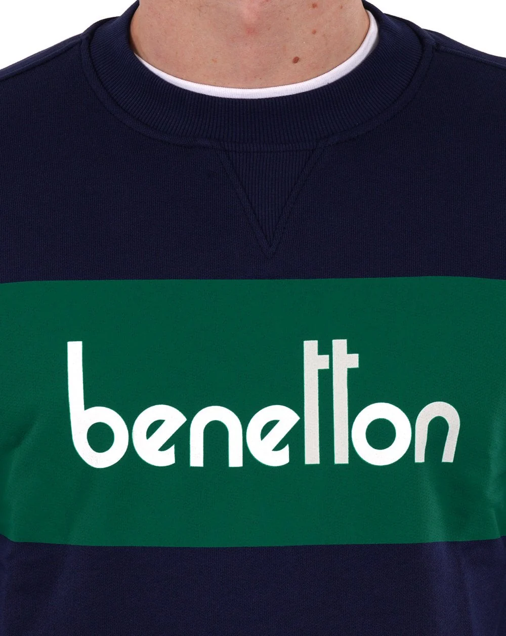 Benetton Logo Sweatshirt Navy - Image 2