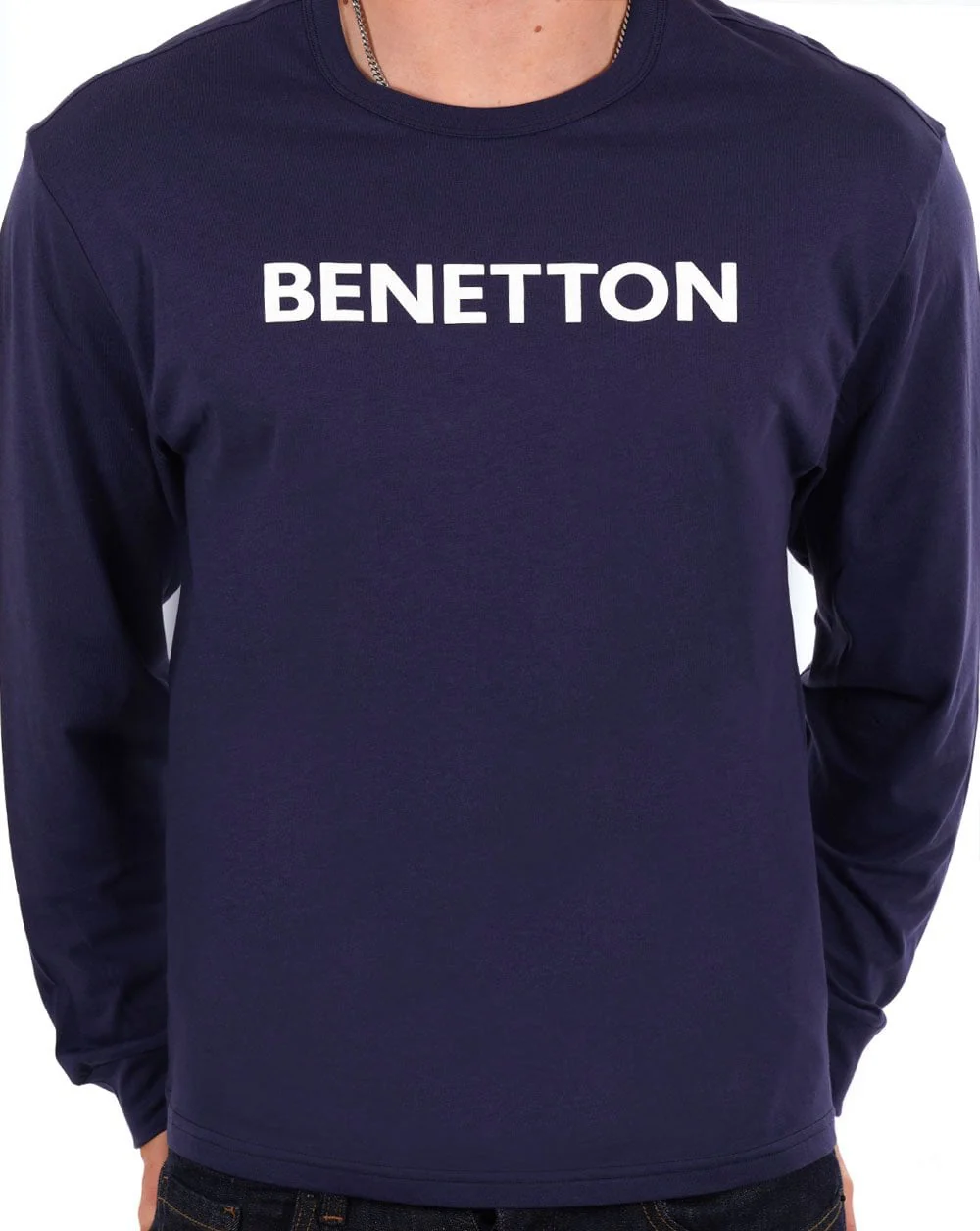 Benetton Long Sleeve Logo T-shirt Navy