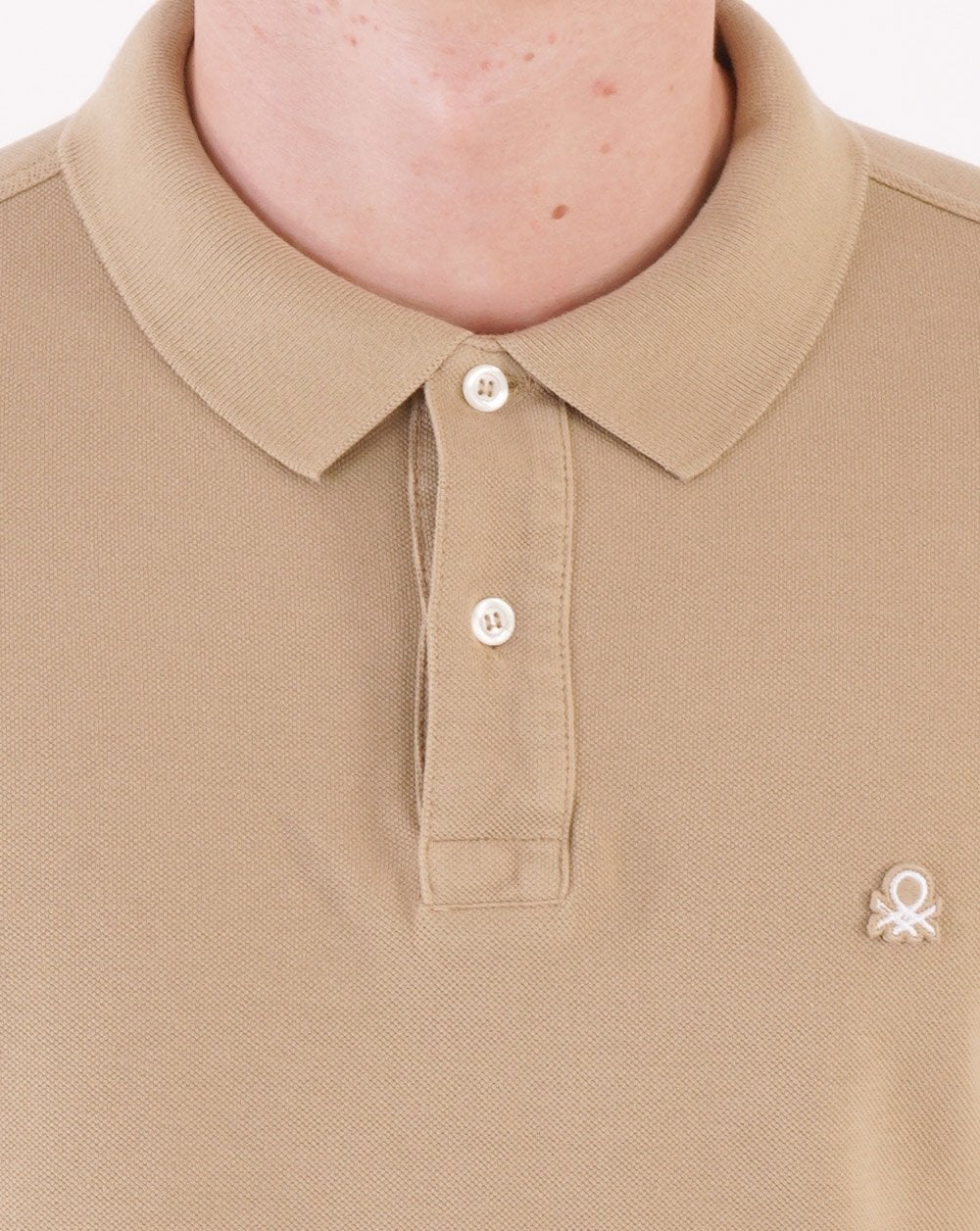 Benetton Long Sleeve Polo Shirt Beige - Image 4
