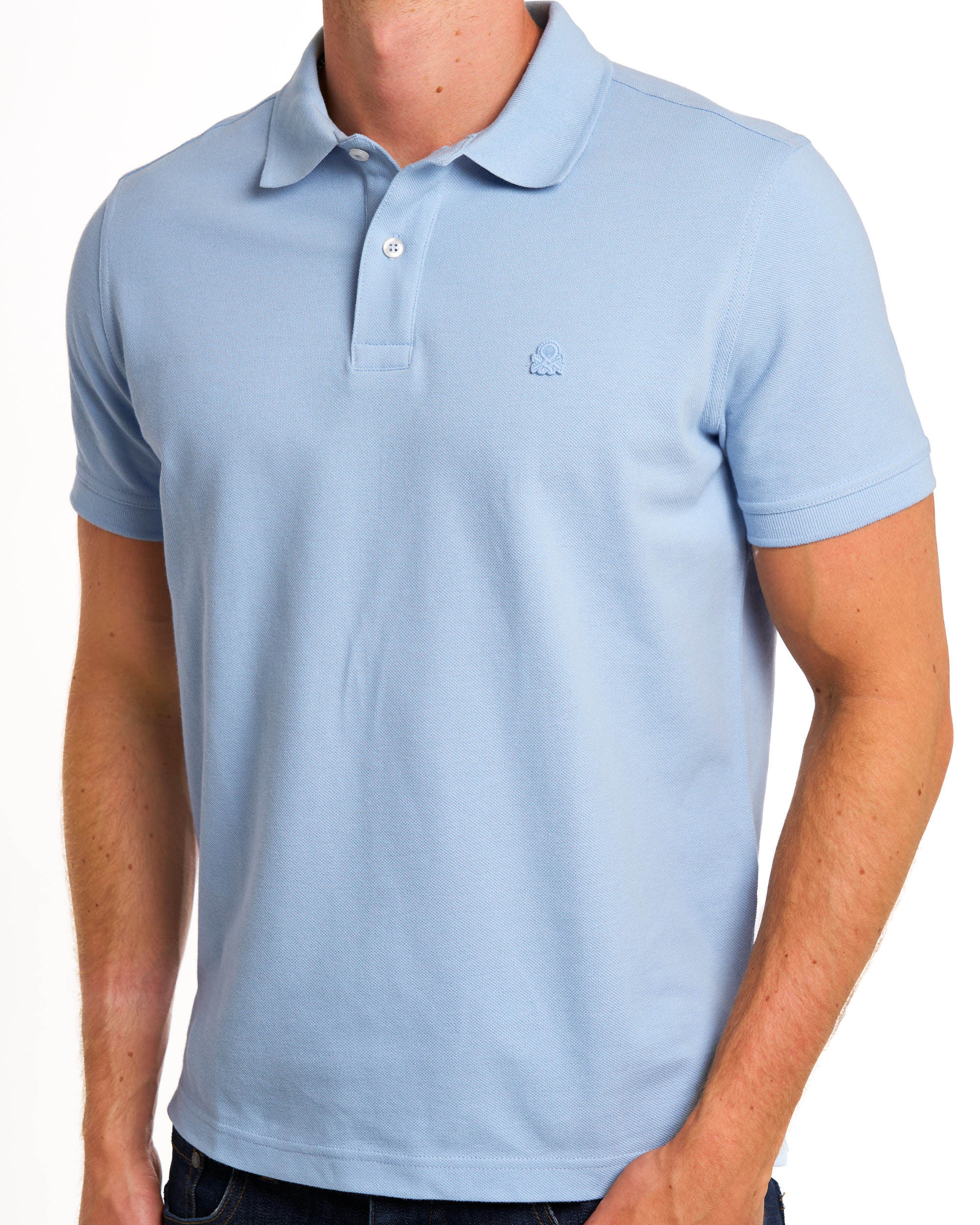 Benetton Polo Shirt Tonal Dusky Sky - Image 3