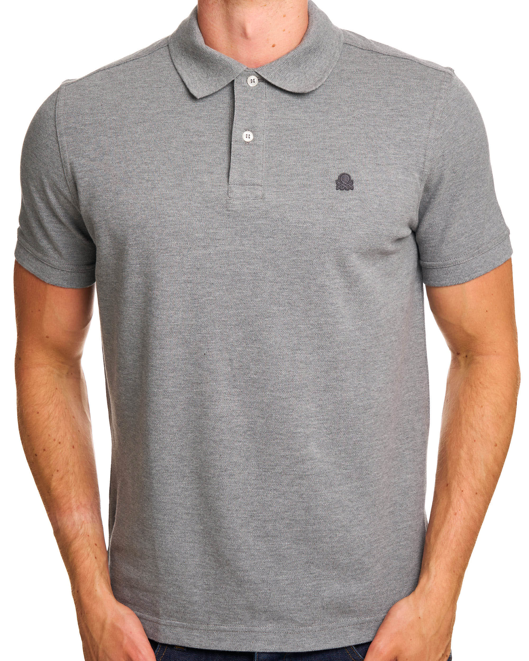 Benetton Polo Shirt Tonal Grey Marl