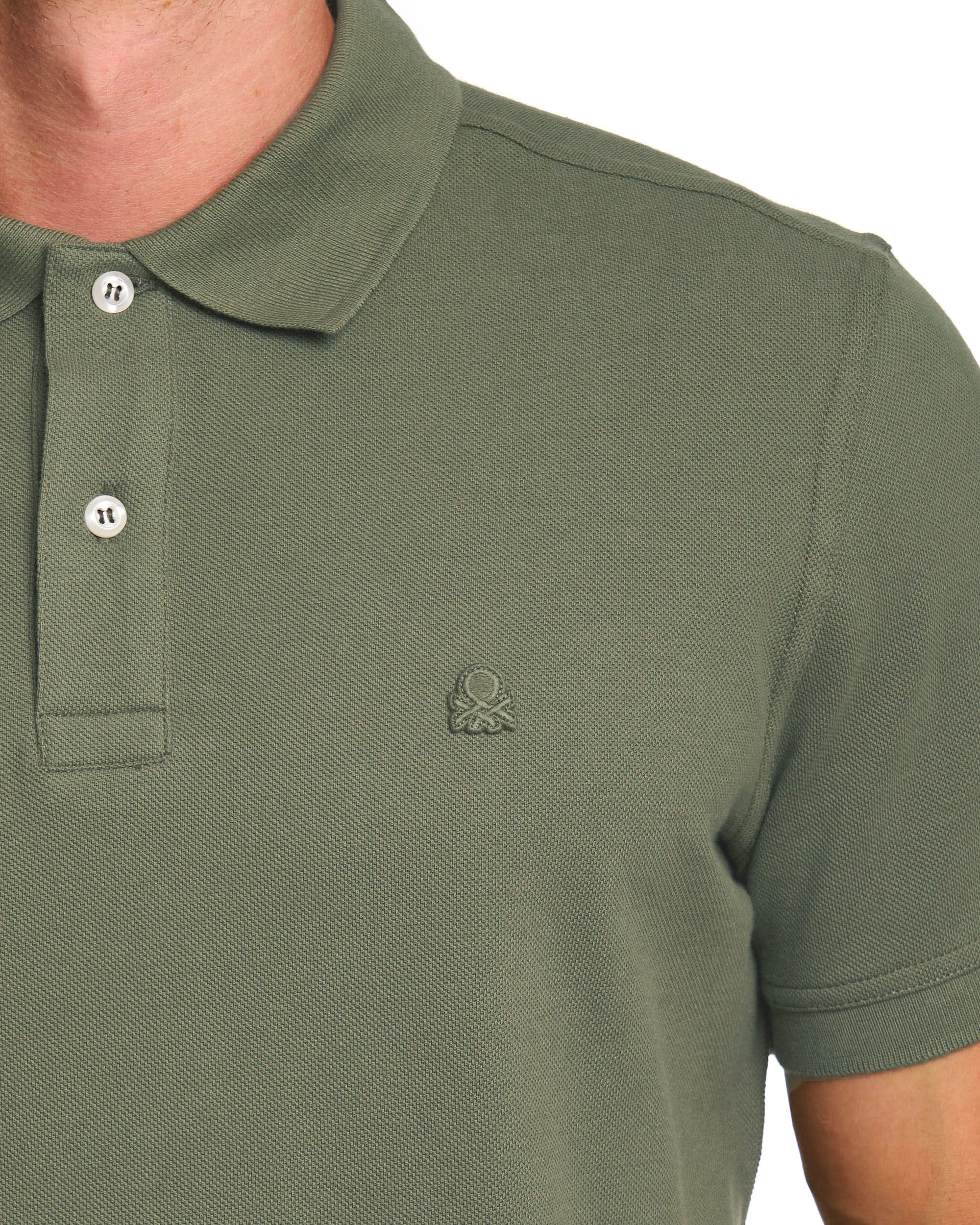 Benetton Polo Shirt Tonal Khaki - Image 2