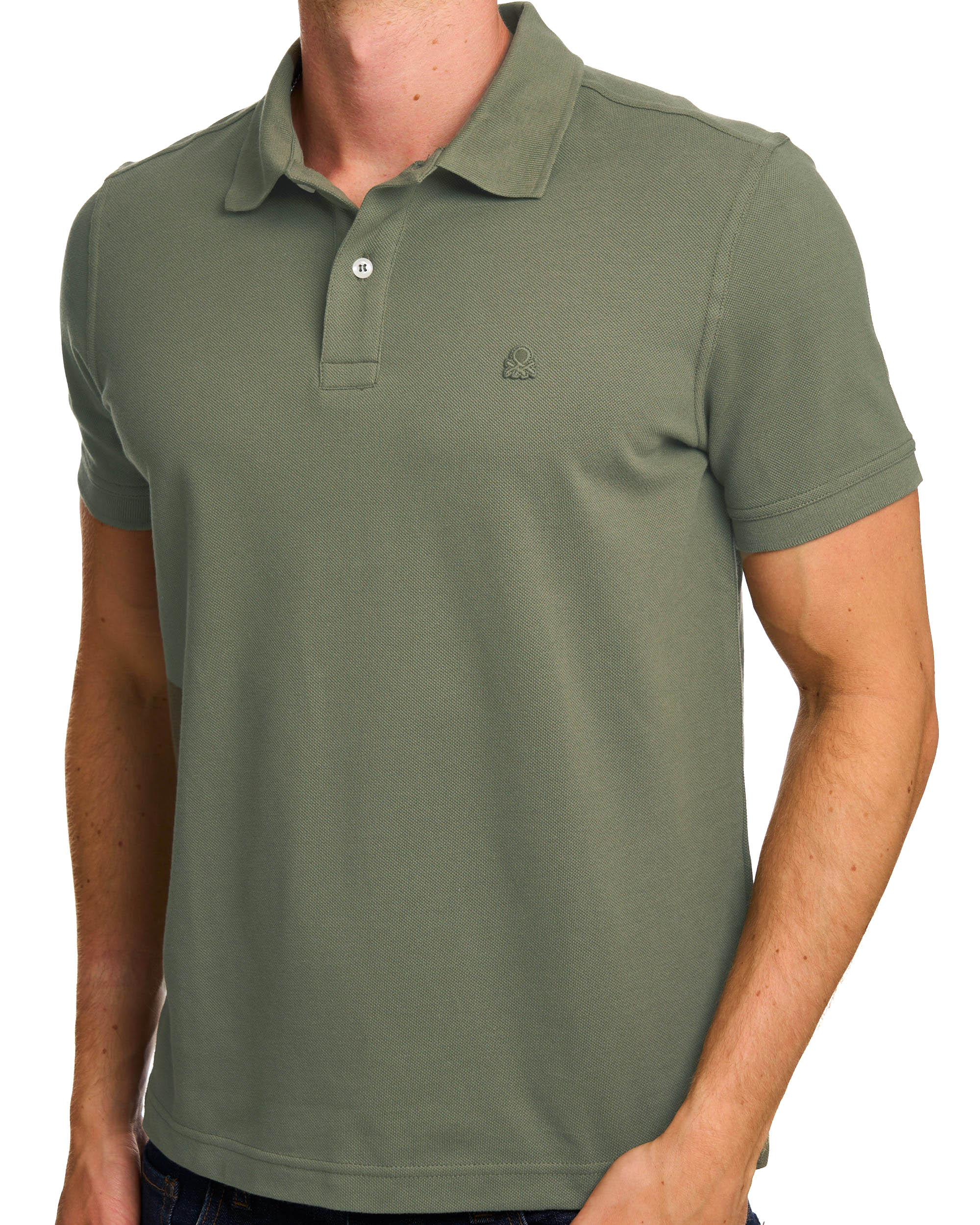 Benetton Polo Shirt Tonal Khaki - Image 3