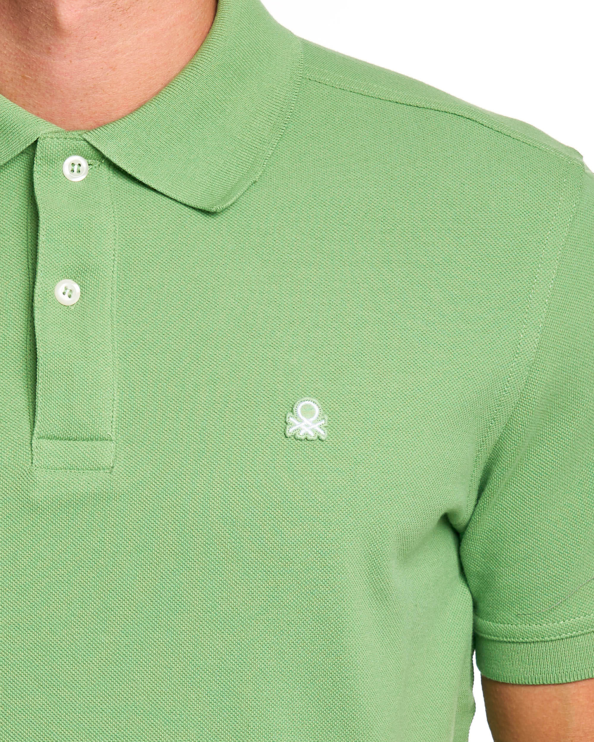 Benetton Polo Shirt Tonal Light Green - Image 2