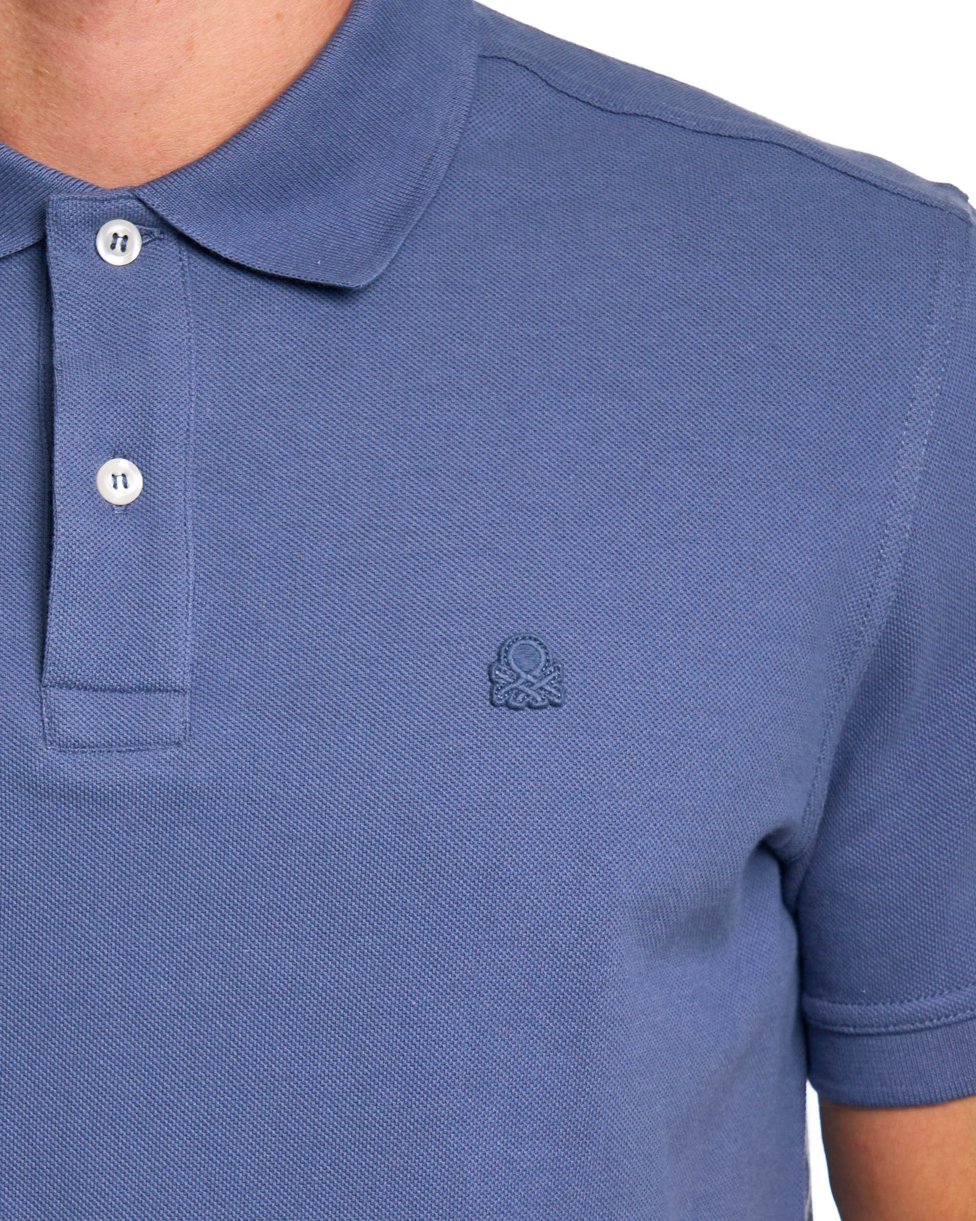 Benetton Polo Shirt Tonal Petrol Blue - Image 2