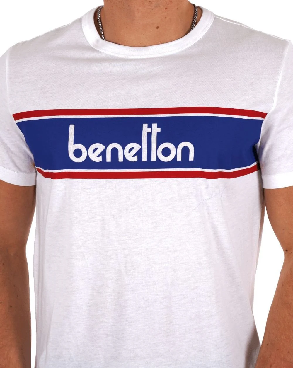 Benetton Panel T-shirt White/Blue - Image 2