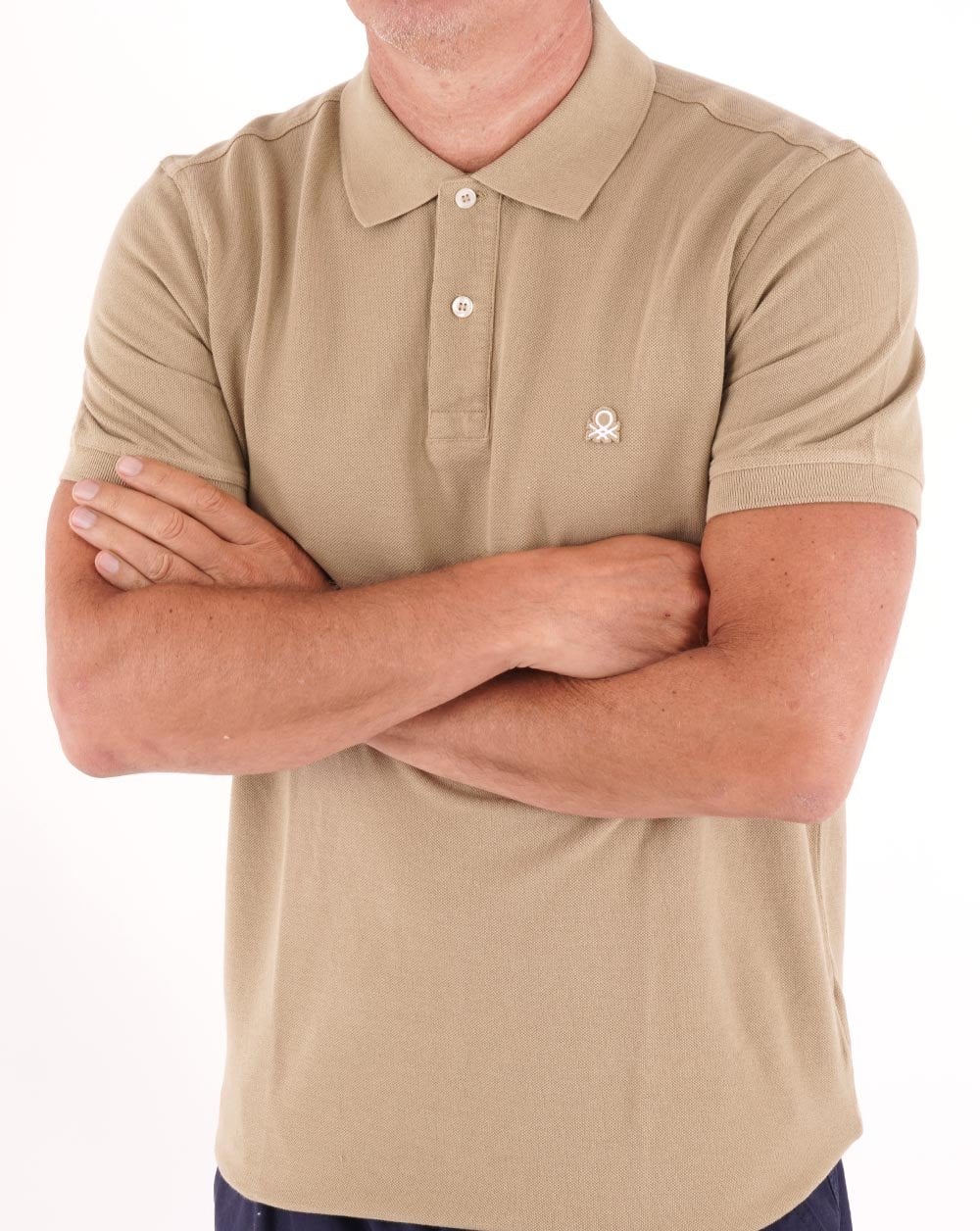Benetton Polo Shirt Tan - Image 3