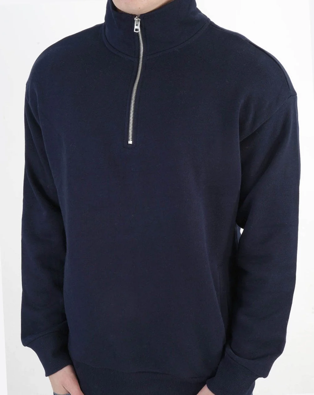 Benetton Quarter Zip Sweatshirt Navy - Image 2