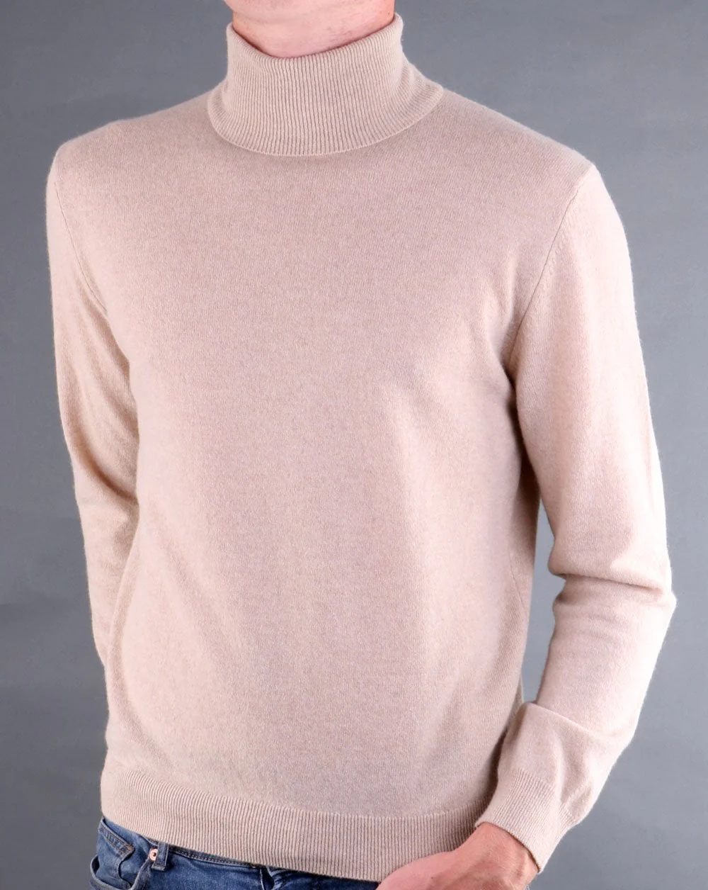 Benetton Roll Neck Jumper Oatmeal - Image 2