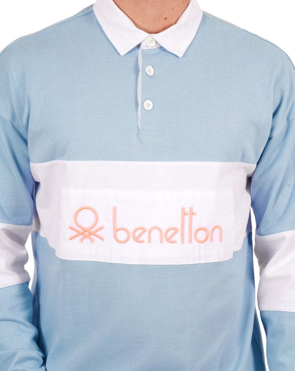 Benetton Rugby Shirt Sky/White - Image 2