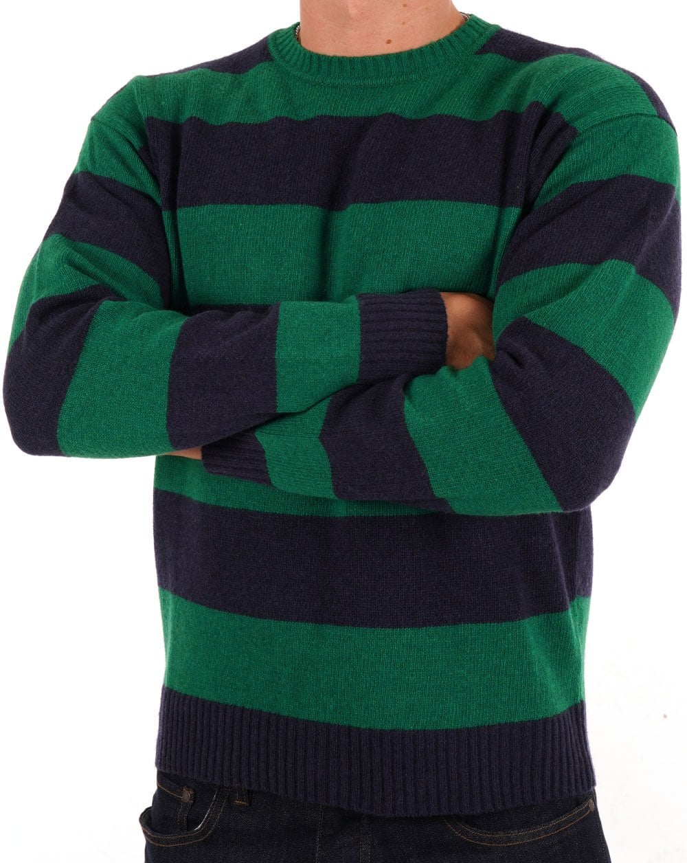 Benetton Stripe Jumper Navy/Green - Image 2
