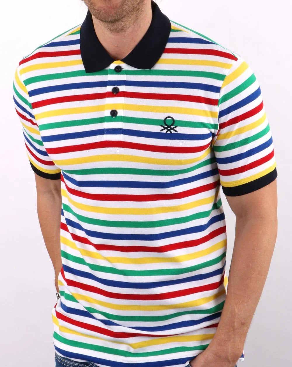 Benetton Striped Polo Multi - Image 3