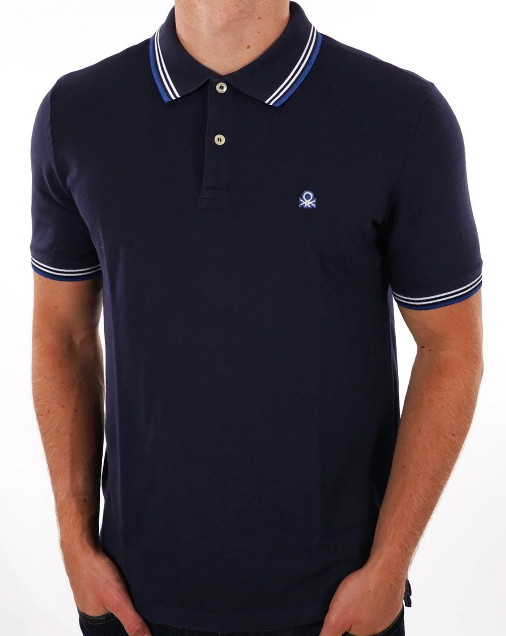 Benetton Tipped Polo Shirt Navy