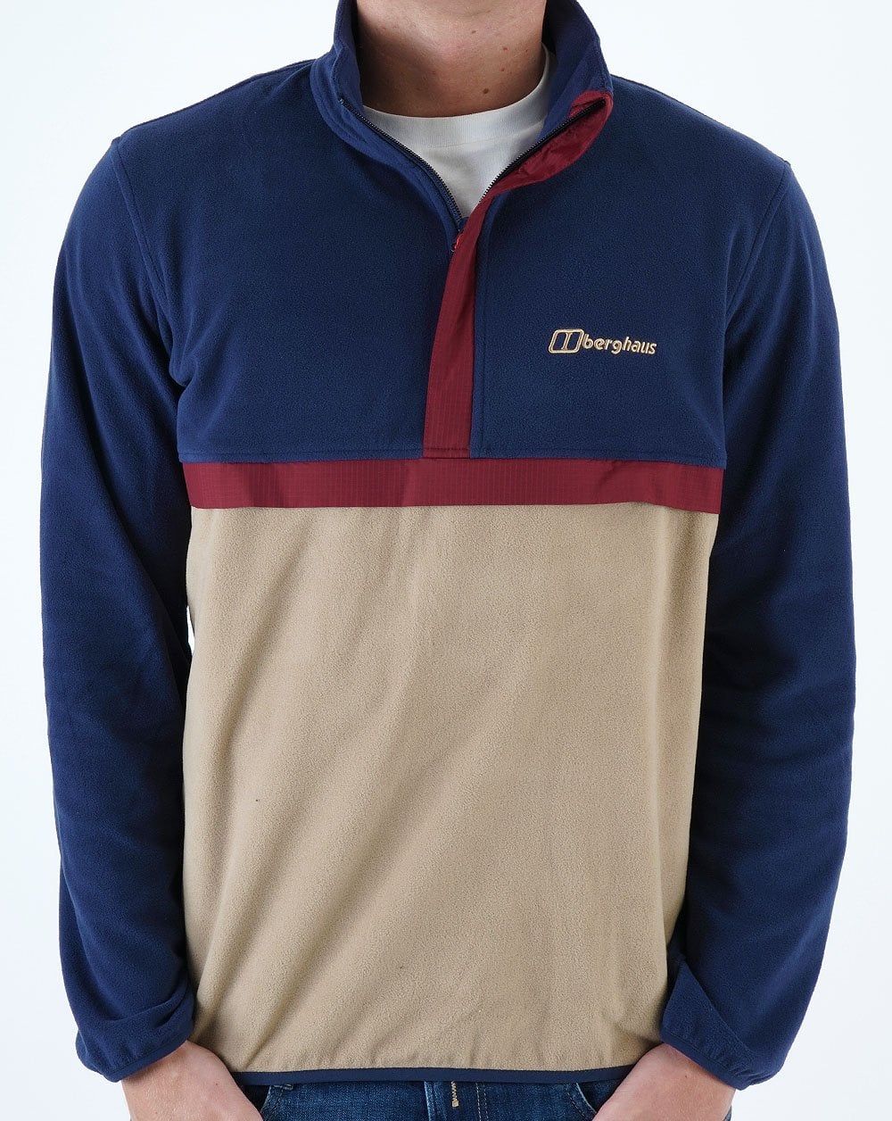 Berghaus Aslam Half Zip Fleece Navy/Sand/Dark Red - Image 3
