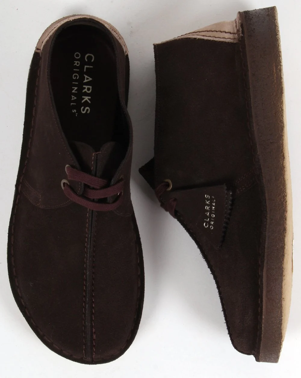 Clarks Originals Desert Trek Shoe Dark Brown/Ecru - Image 3