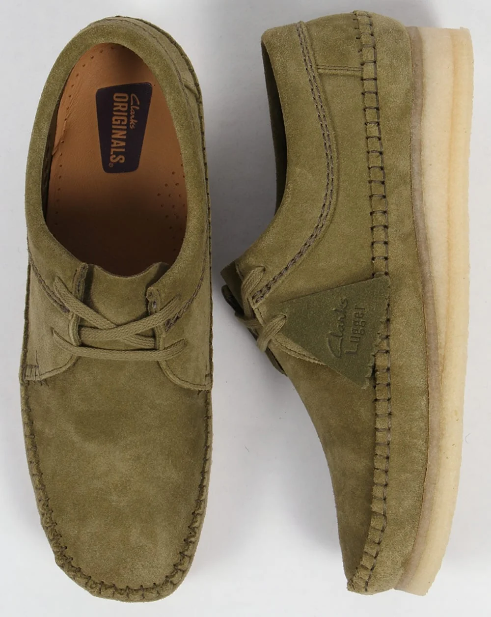 Clarks Originals Weaver Suede Shoes Forest Green - Image 2
