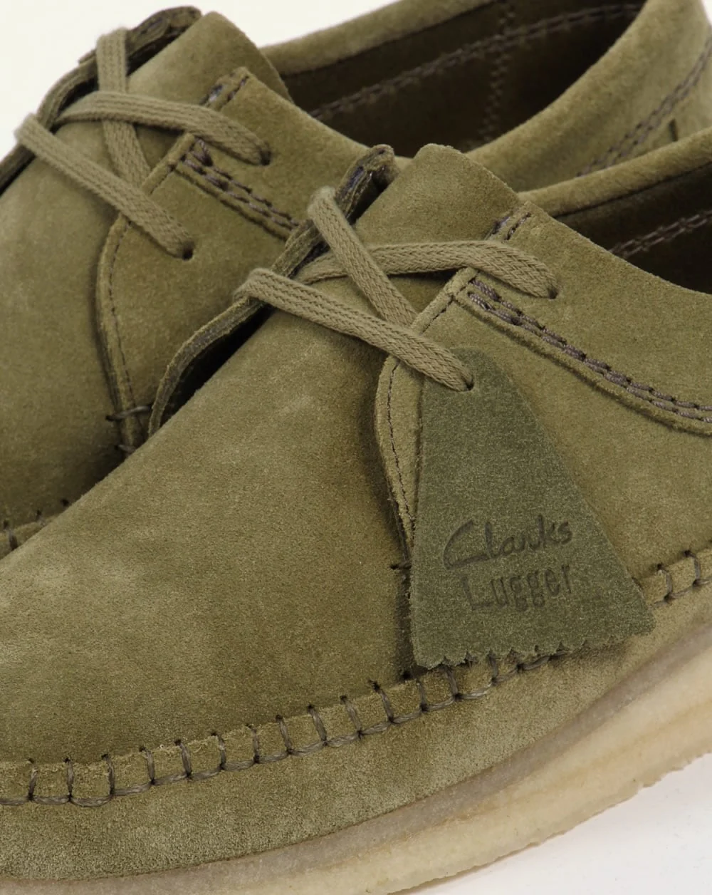 Clarks Originals Weaver Suede Shoes Forest Green - Image 3