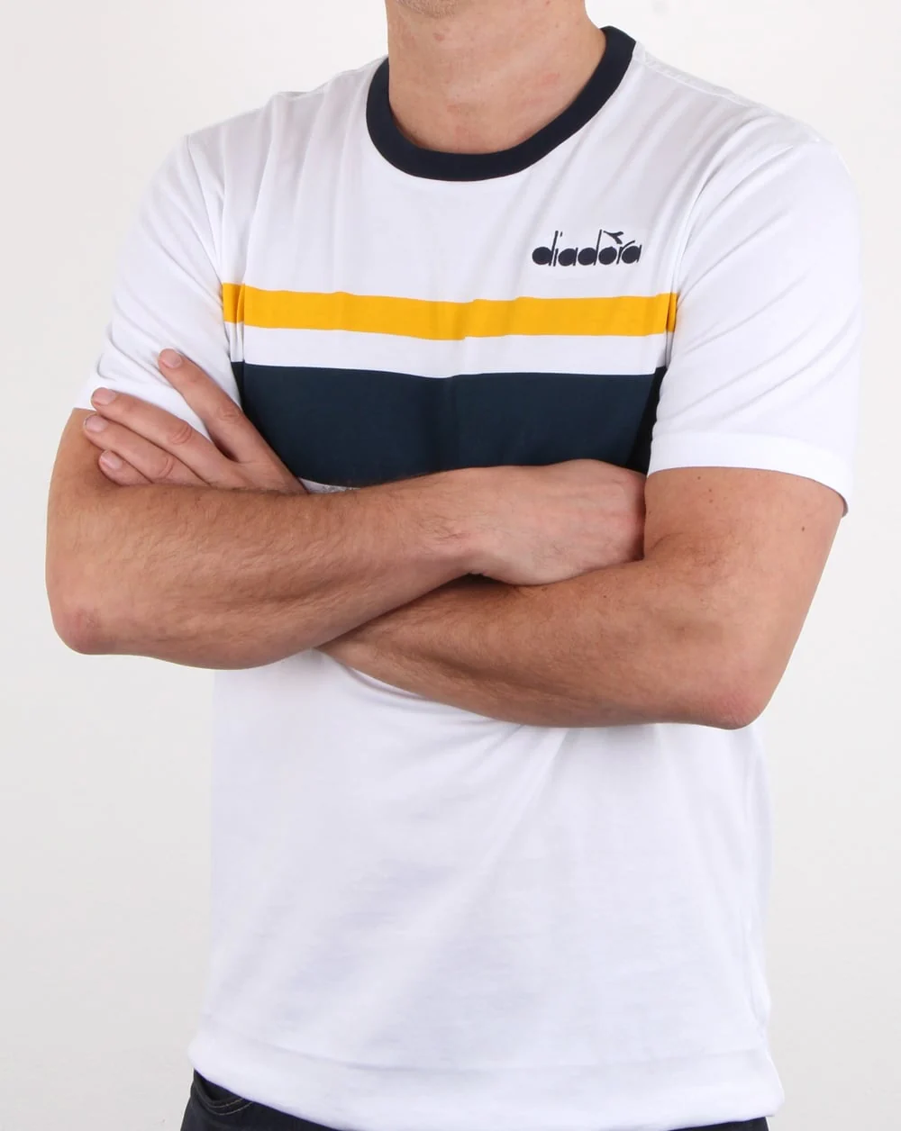 Diadora Bold Stripe T Shirt White/blue - Image 3