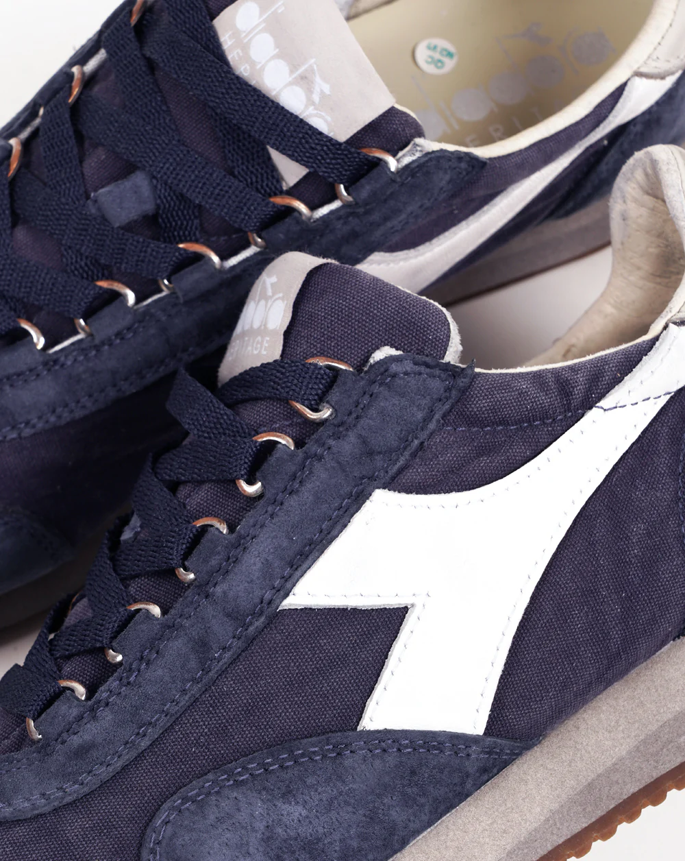 Diadora Equipe Canvas Stone Wash EVO Trainers Blue Denim - Image 4