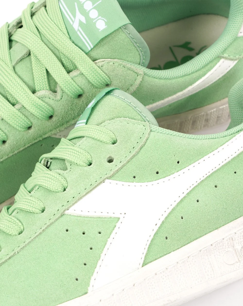 Diadora Game L Low Suede Waxed Trainer Pistachio Green/White - Image 3