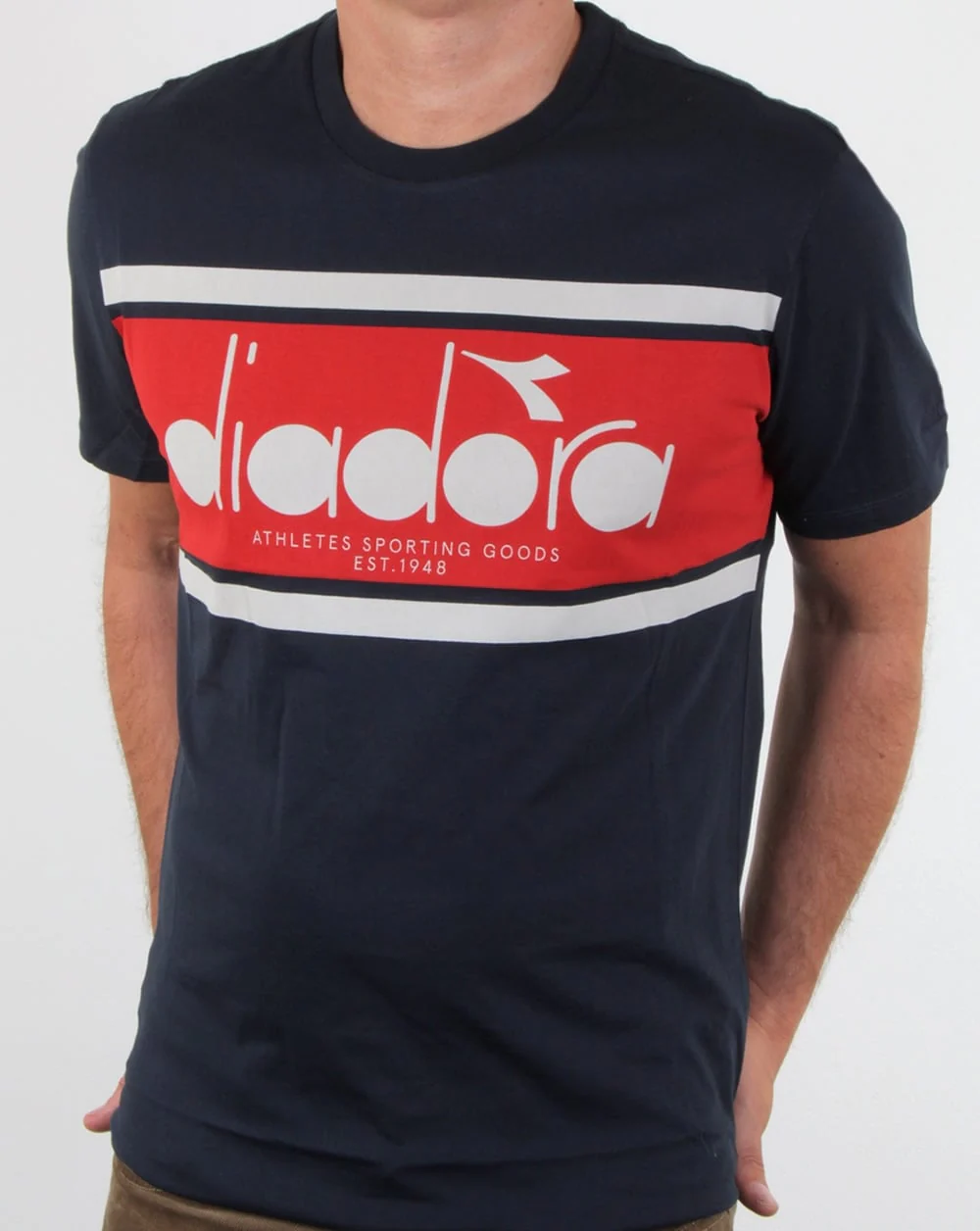 Diadora Logo T Shirt Navy/red/white - Image 2