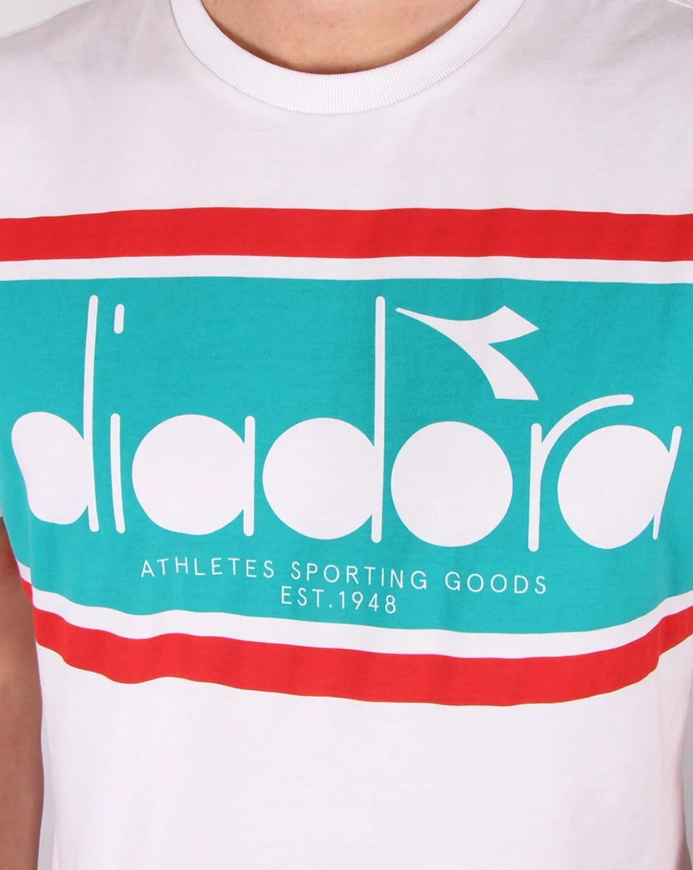 Diadora Logo T-shirt White/green Ceramics - Image 2