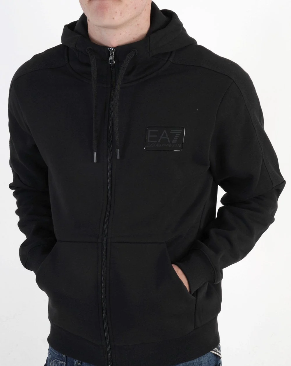 EA7 Full Zip Jersey Hoodie Black - Image 2