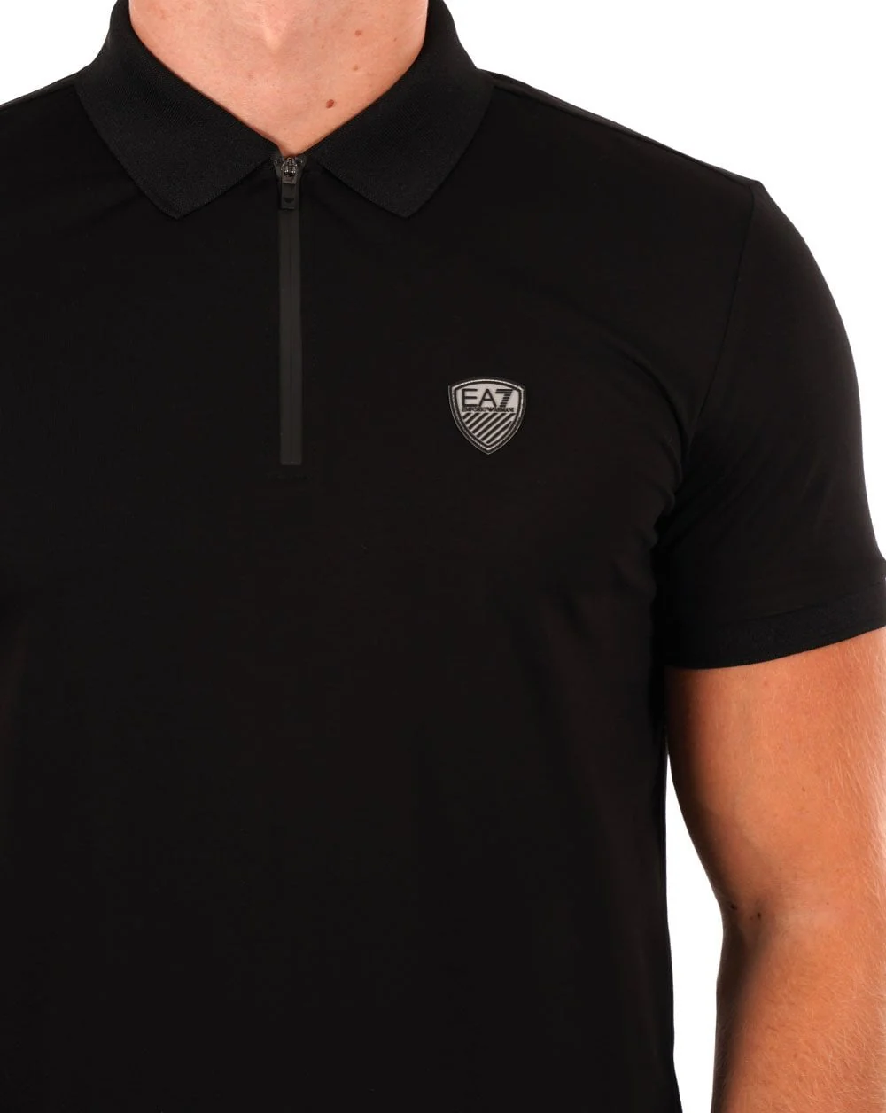 EA7 Zip Polo Shirt Black - Image 2