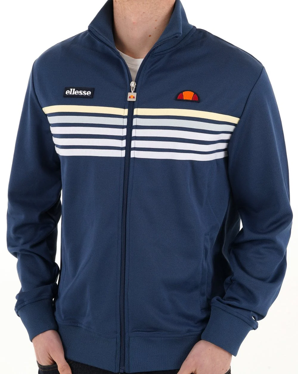 Ellesse 5 Stripe Track Top Dark Blue/White - Image 5