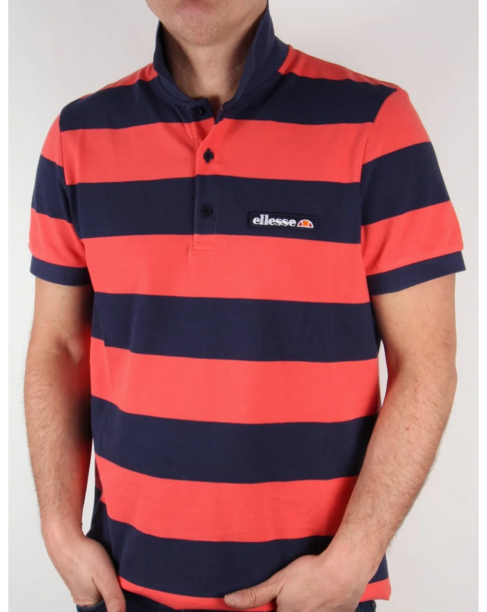Ellesse Aronso Polo Shirt Dark Navy/Coral - Image 3