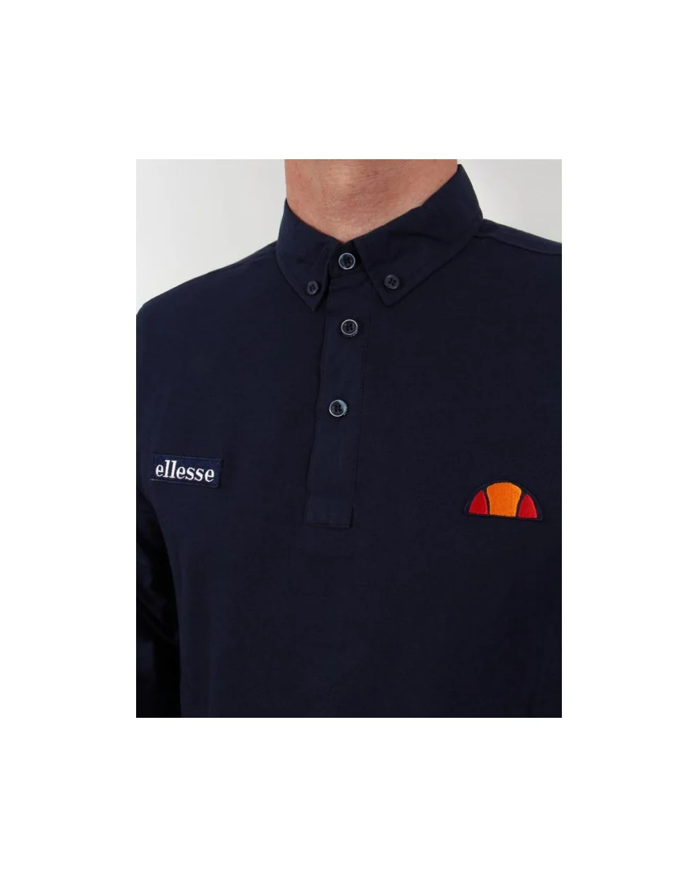 Ellesse Baresi Long Sleeve Polo Shirt Navy - Image 3
