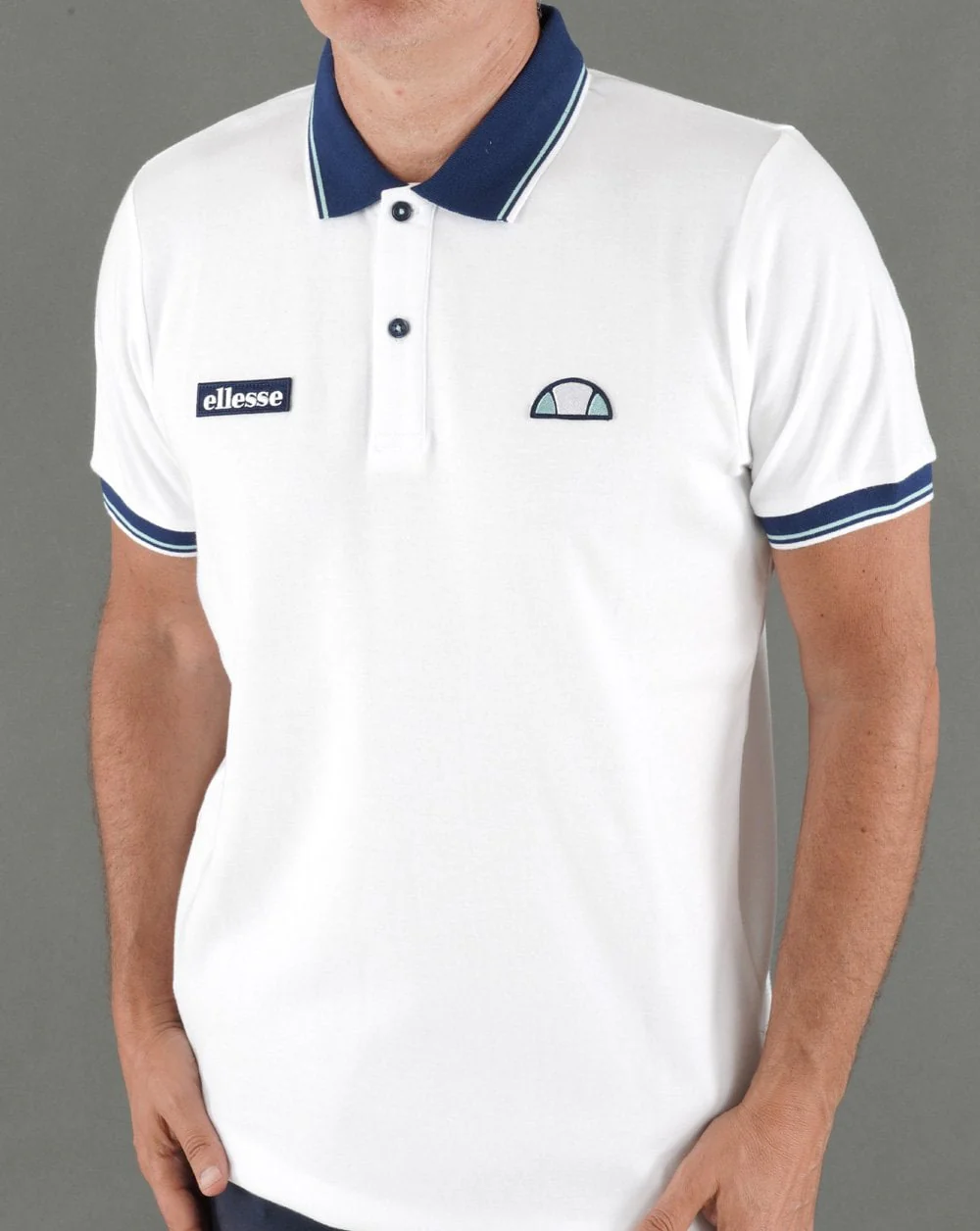 Ellesse Becker Polo Shirt White/Blue - Image 3