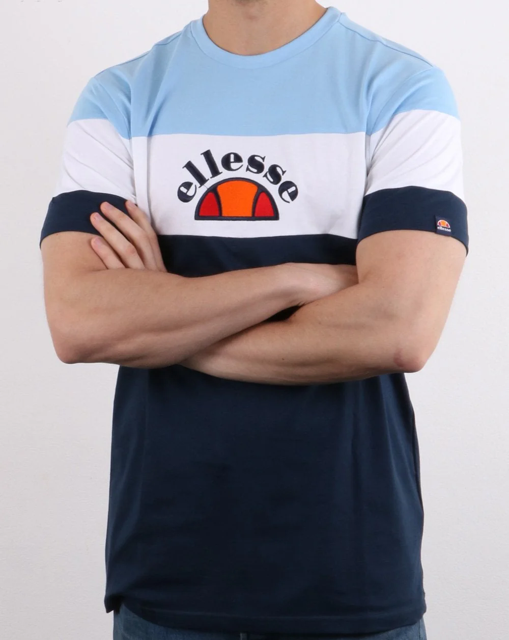 Ellesse Block Colour T Shirt Sky/White/Navy - Image 3