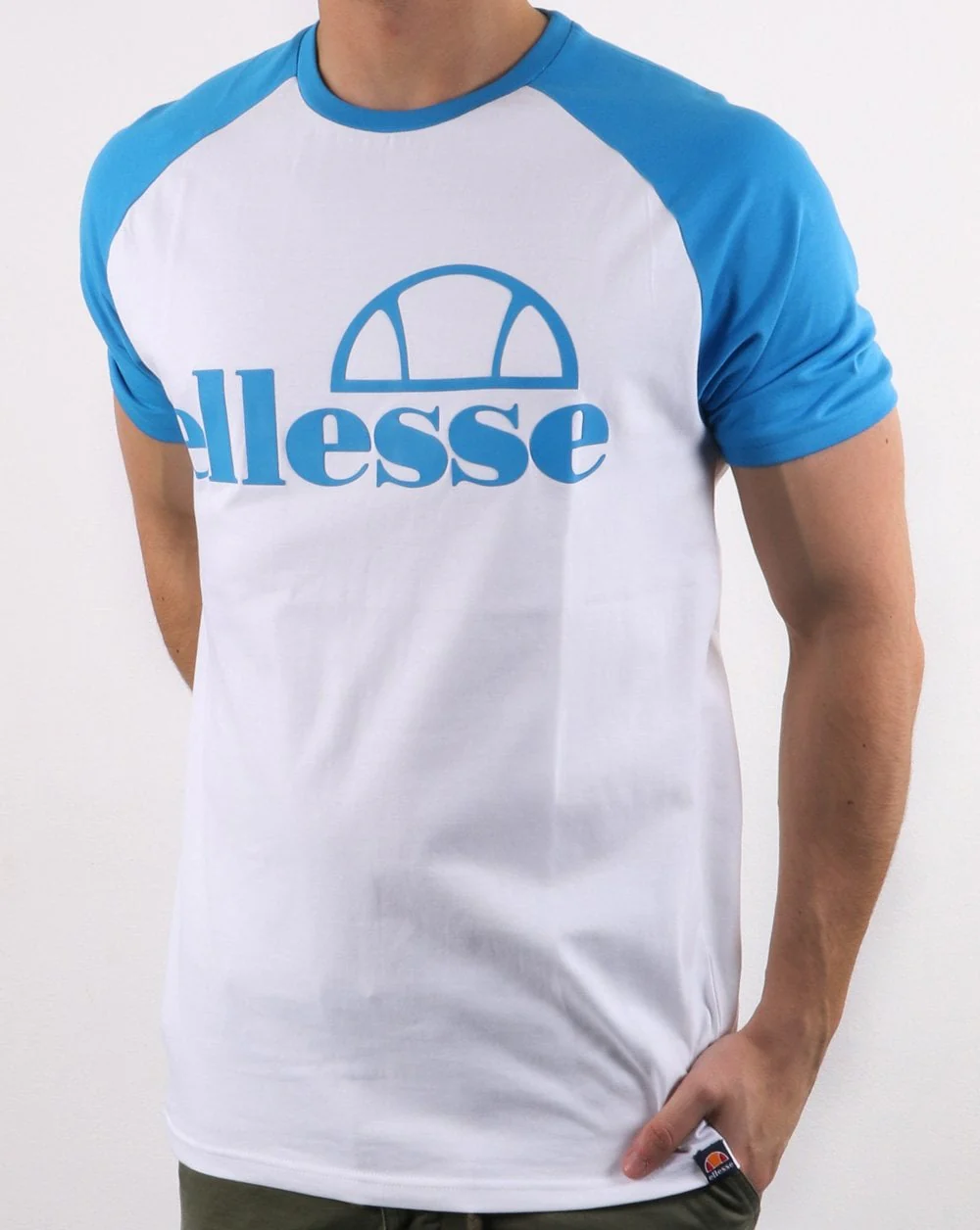 Ellesse Bold Raglan T Shirt White/blue - Image 2