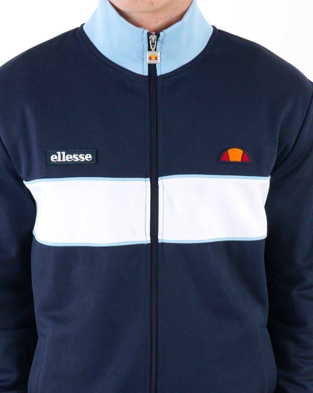 Ellesse Chest Panel Track Top Navy/ Sky - Image 2