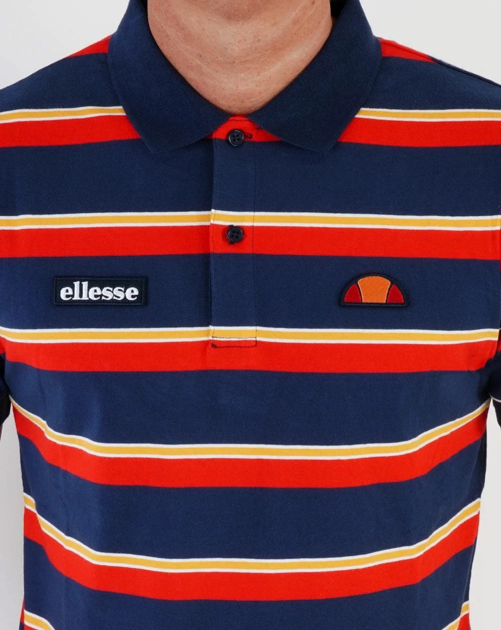 Ellesse Corp Multi Stripe Polo Shirt Navy - Image 2