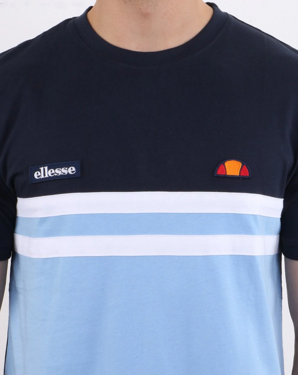 Ellesse Duo stripe T Shirt Navy/sky - Image 3