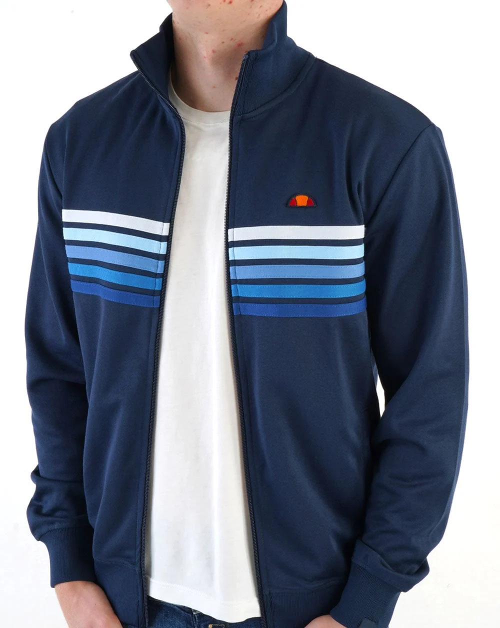 Ellesse Faded Multi Stripe Track Top Navy - Image 4